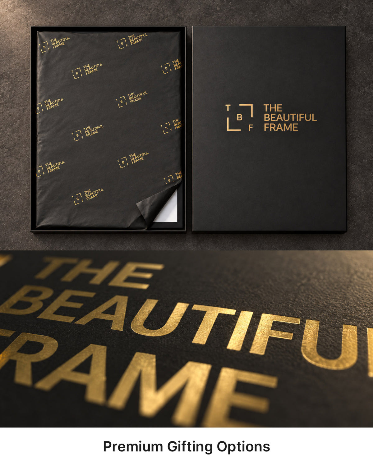 The Beautiful Frame premium gift boxing with gold foil logo for our Coventry City 2025-26 EFL Championship Champions Print
