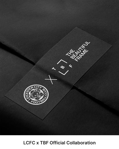 Black presentation packaging with a Leicester City FC x The Beautiful Frame collaboration band.